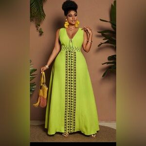 Green Sleeveless Maxi Dress
